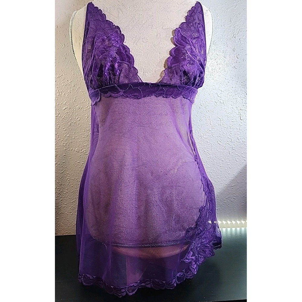 Victorias Secret Lacey Chemise Size LlM‎ Purple Adjustable Straps NWT